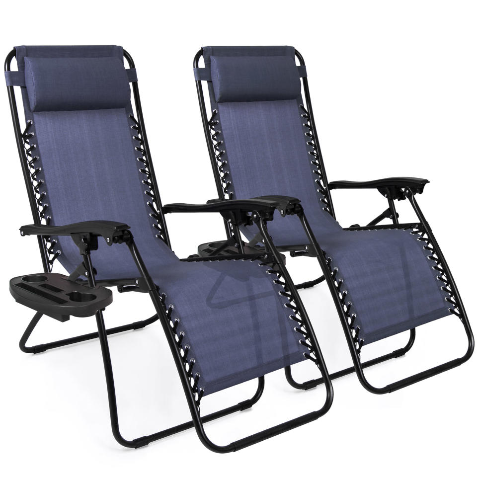 Best Choice Products Set of 2 Adjustable Zero Gravity Lounge Chair Recliners for Patio, Pool w/ Cup Holders - Blue (Walmart / Walmart)