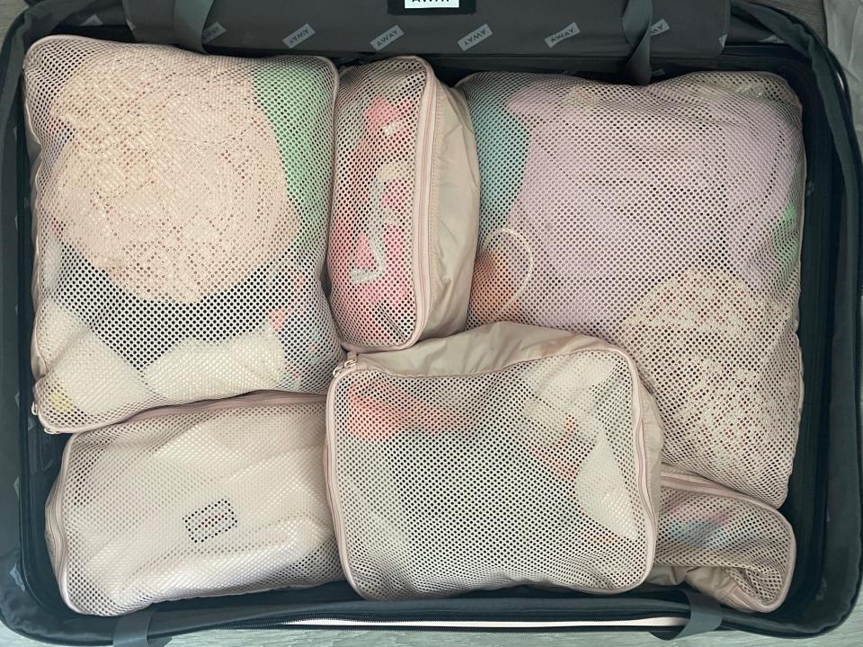 Anneta's Away suitcase with packing cubes