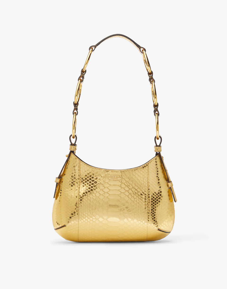 Michael Kors Collection Bardot Mini Metallic Python Embossed Leather Hobo Shoulder Bag 2024