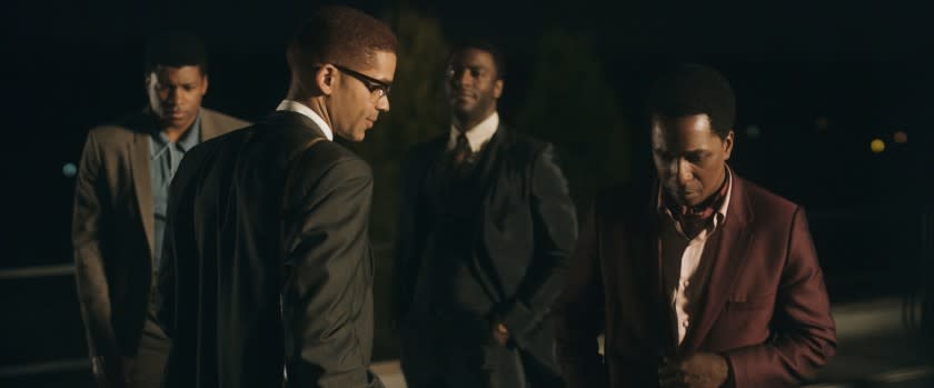 **EXCLUSIVE_HOLIDAY SNEAKS——ELI GOREE, KINGSLEY BEN-ADIR, ALDIS HODGE, and LESLIE ODOM JR. star in ONE NIGHT IN MIAMI Photo: Courtesy of Amazon Studios Courtesy of Amazon Studios