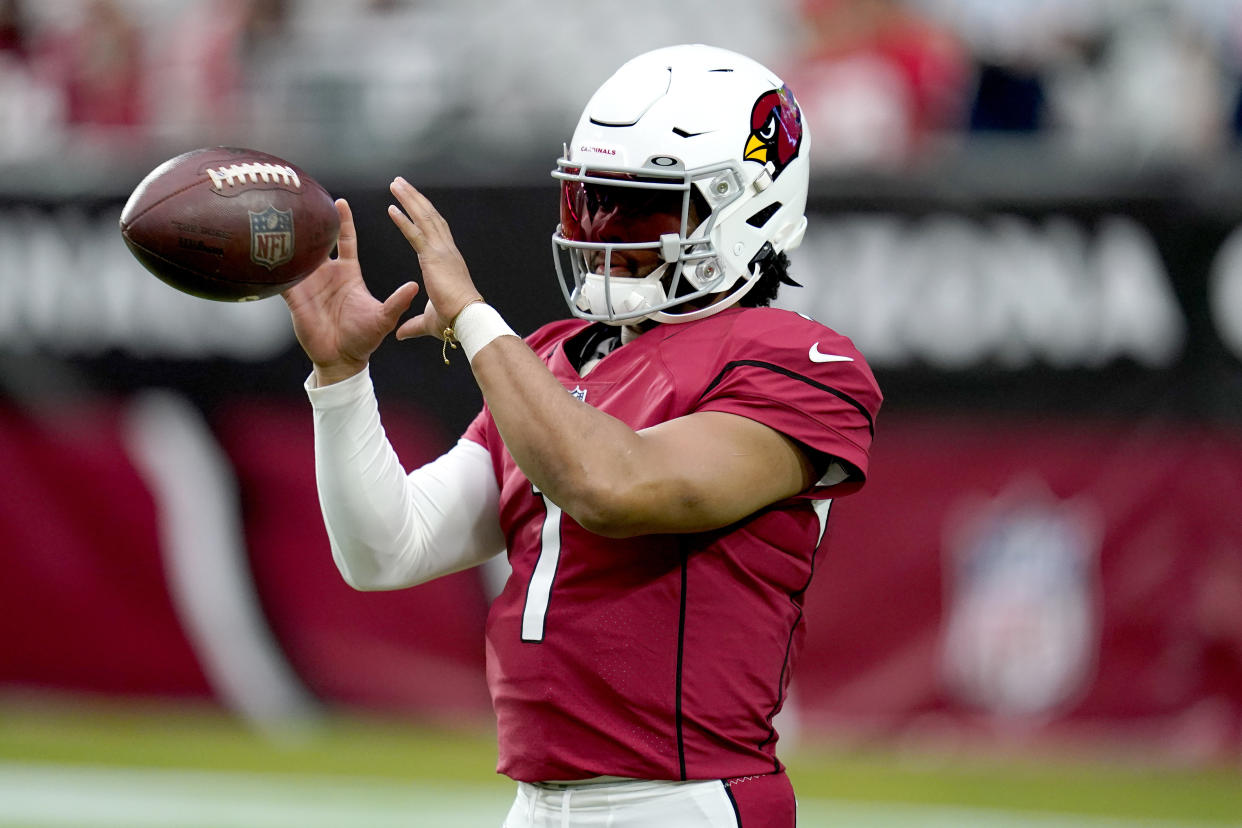 Arizona Cardinals quarterback Kyler Murray (1) is among the NFL MVP contenders. (AP Photo/Ross D. Franklin)