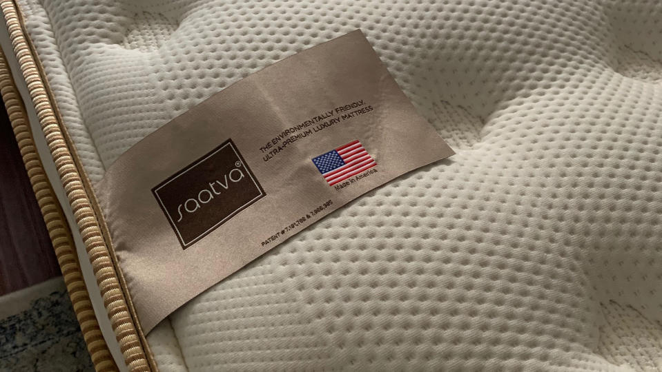 Close up of sleep surface on Saatva Classic mattress we reviewed