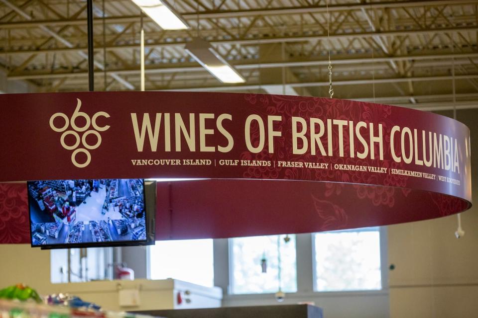 A sign over the wine aisle at Save-On-Foods grocery store in Richmond, British Columbia pictured on Thursday July 11, 2019.