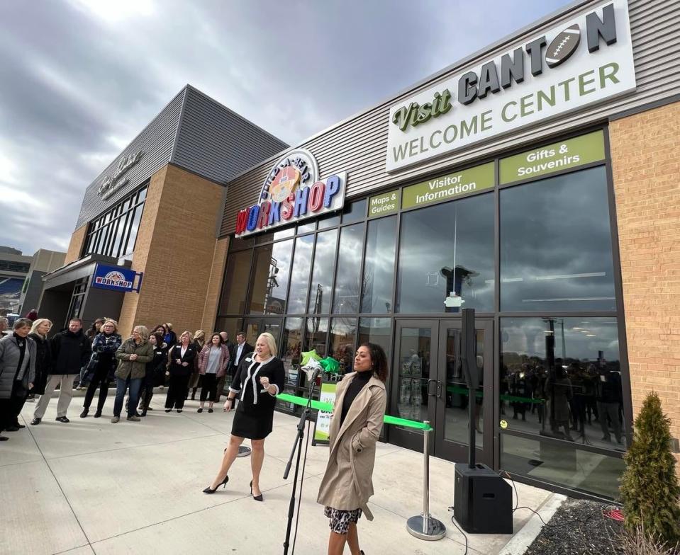 A new Visit Canton Welcome Center was opened on Friday at the Hall of Fame Village. Visit Canton, which is the Stark Convention & Visitors' Bureau, has tourist information at the site, which also offers items for sale from Stark County shops and attractions.