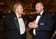 <p>Comedians Louie Anderson and Louis C.K. got together at the Governors Ball. (Photo: Alberto E. Rodriguez/Getty Images) </p>