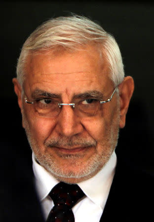 FILE PHOTO: Former Egyptian presidential candidate Abdel Moneim Abol Fotouh addresses a news conference in Cairo, Egypt February 9, 2014. REUTERS/Mohamed Abd El Ghany/File photo