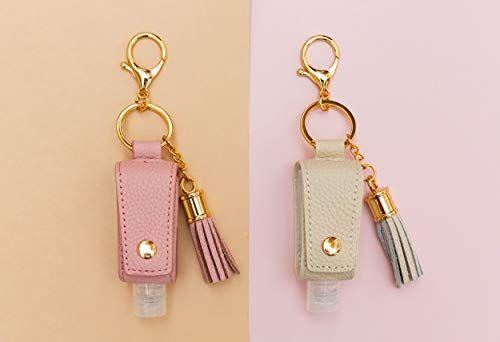 39) Leather Keychain Hand Sanitizer Holder