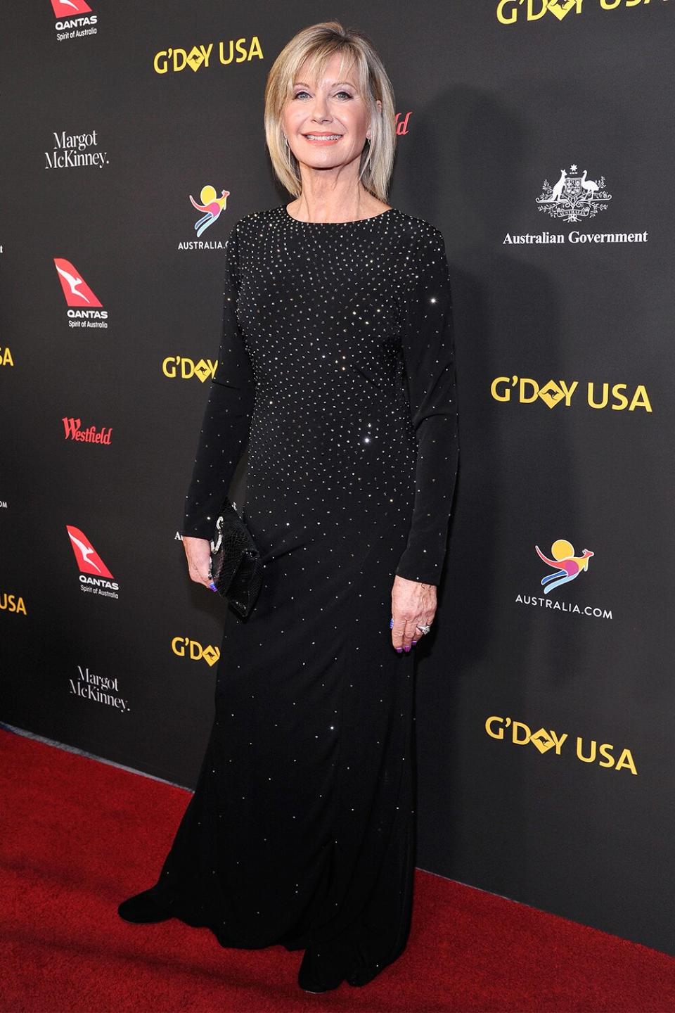 Olivia Newton John attends the 2018 G'Day USA Black Tie Gala at InterContinental Los Angeles Downtown on January 27, 2018 in Los Angeles, California.