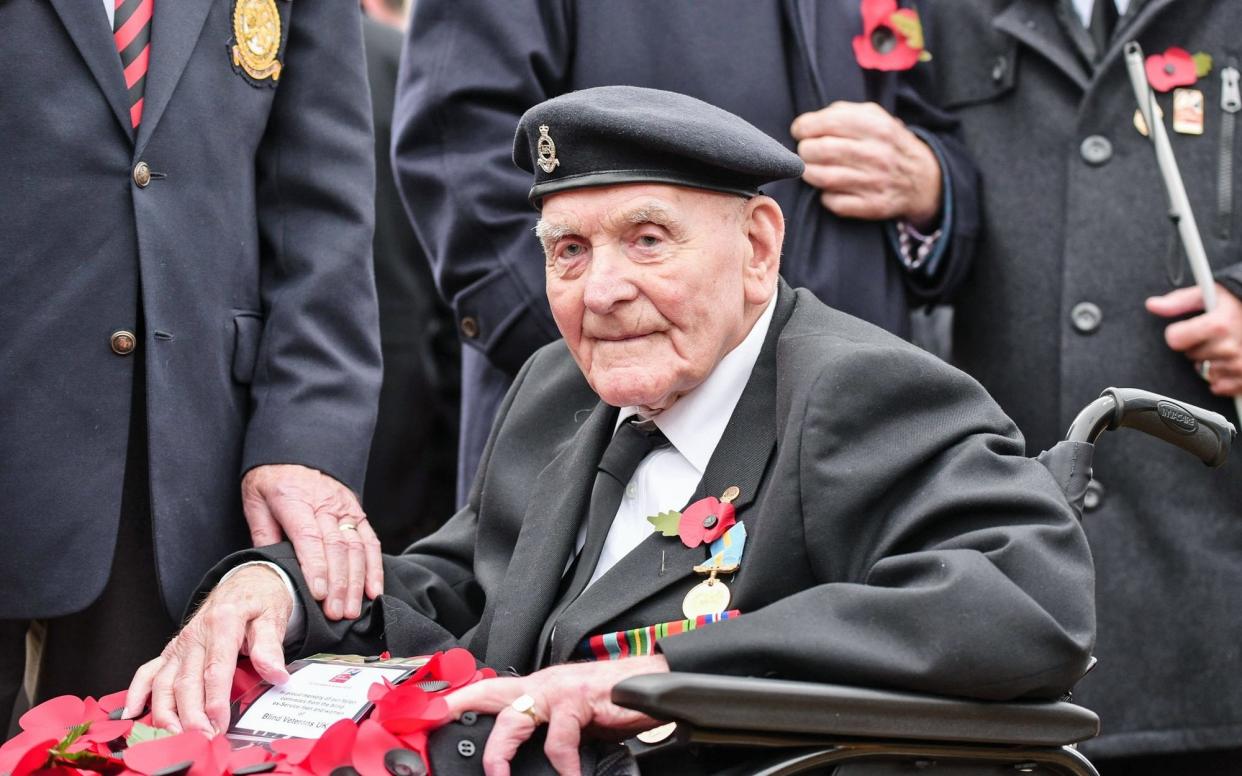 Ron Freer, one of the ex-soldiers who representedBlind Veterans at the Cenotaph - PA