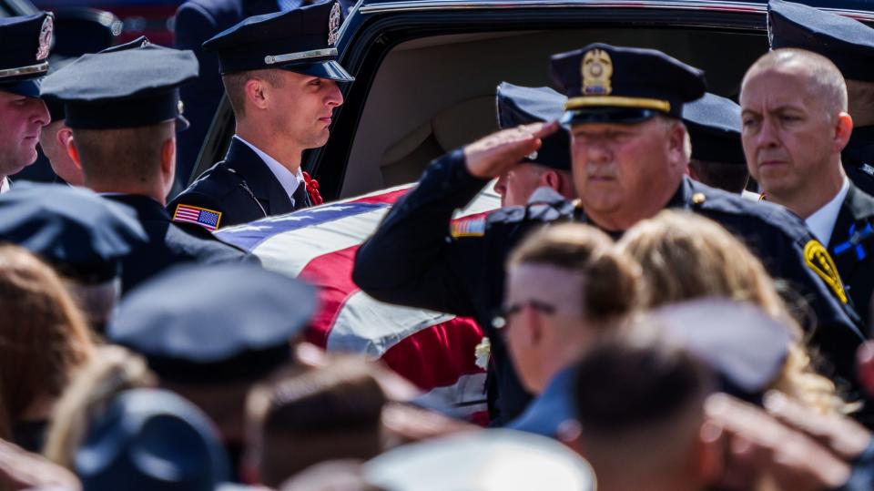 The funeral service for Officer Seara Burton is held Monday, Sept. 26, 2022, inside Richmond High School. Burton was appointed to the Richmond Police Department on Aug. 6, 2018. Burton was shot in August during a traffic stop and died Sept. 18, 2022, from her injuries.