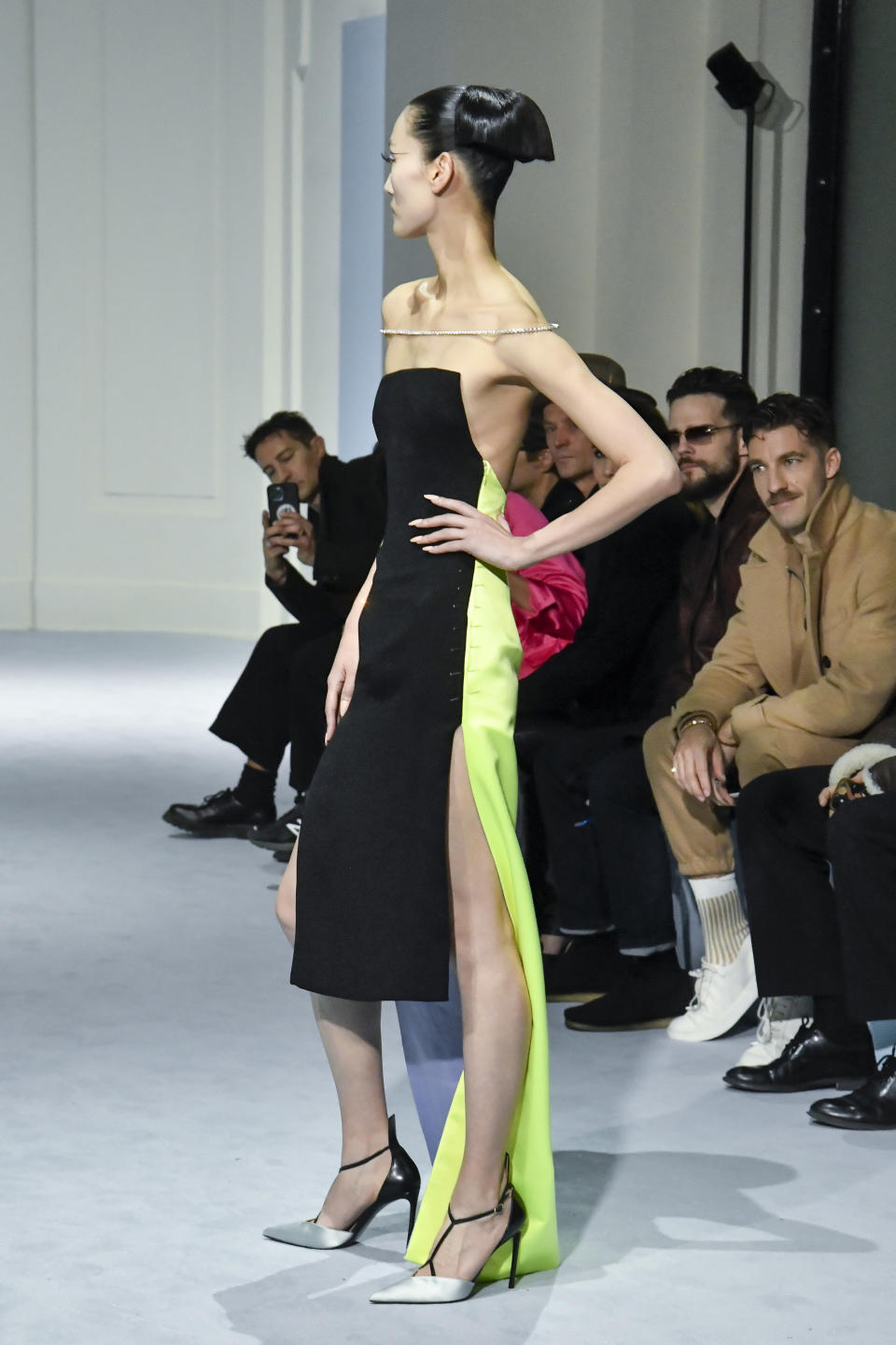  A model walks the runway during the Jean Paul Gaultier by Haider Ackermann Haute Couture Spring/Summer 2023 fashion show as part of the Paris Haute Couture Week on January 25, 2023 in Paris, France. 