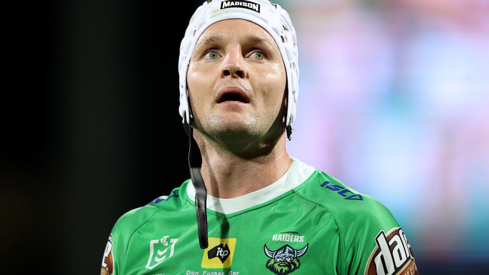 Canberra Raiders star Jarrod Croker is on the cusp of becoming one of the NRL's top three point-scorers. (Photo by Mark Kolbe/Getty Images)