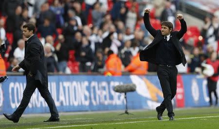 Britain Soccer Football - Tottenham Hotspur v Chelsea - FA Cup Semi Final - Wembley Stadium - 22/4/17 Chelsea manager Antonio Conte celebrates at full time Action Images via Reuters / John Sibley Livepic