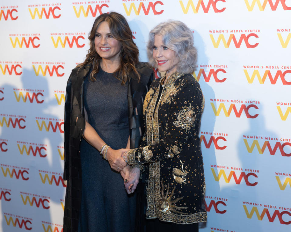 NEW YORK, NEW YORK - OCTOBER 19: Mariska Hargitay and Jane Fonda attend The Women's Media Center 2023 Women's Media Awards at The Whitby Hotel on October 19, 2023 in New York City. (Photo by Joy Malone/Getty Images)<p>Joy Malone/Getty Images</p>