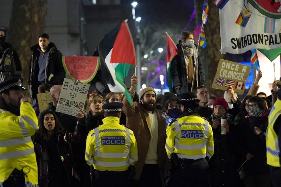 Police at a pro-Palestine protest in Whitehall, central London, last month (PA)