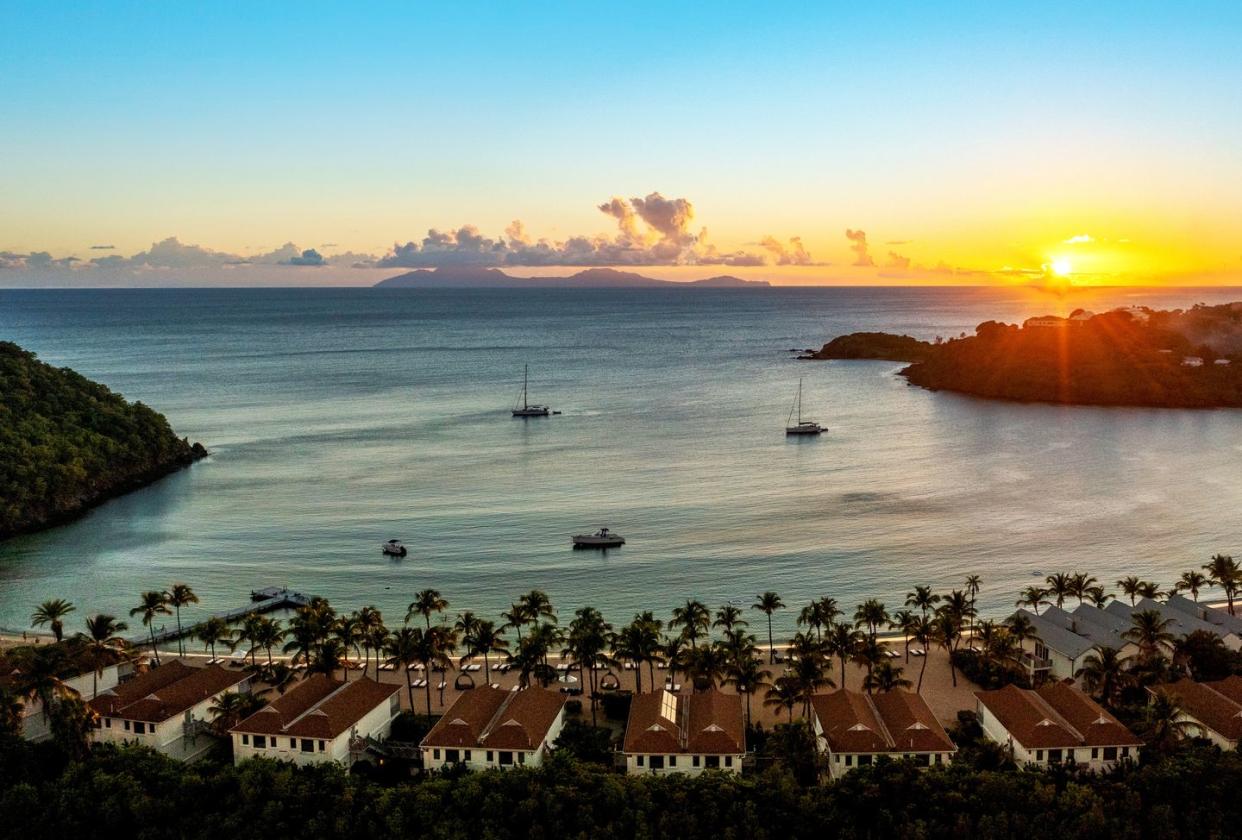 carlisle bay buildings at sunset