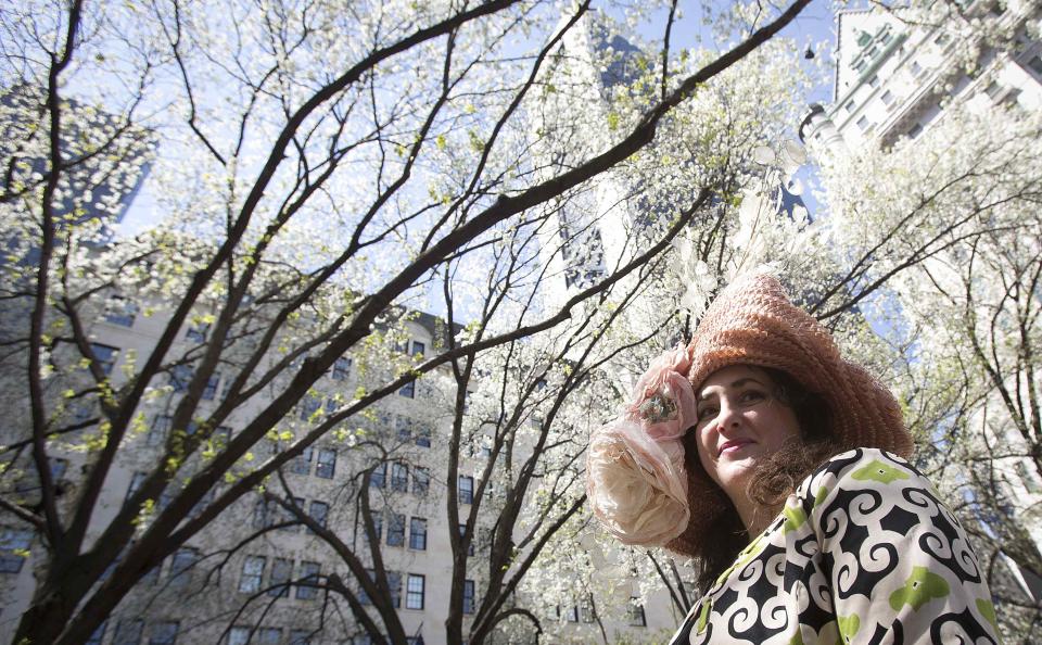 A woman takes part in the annual Easter Bonnet Parade in New York