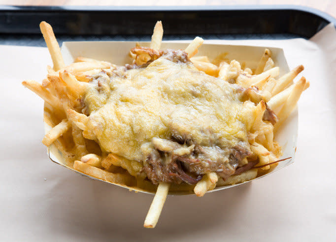 <strong>Get the <a href="http://www.tillamook.com/kitchen/recipes/French-Fries-with-Debris-Gravy-and-Cheese-34-recipe.html#.UGNNXnBy7tI.pinterest">French Fries with Debris Gravy and Cheese recipe</a> from Tillamook</strong>  