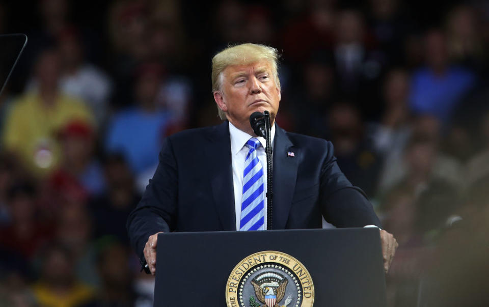 Donald Trump during a rally in Charleston, West Virginia.