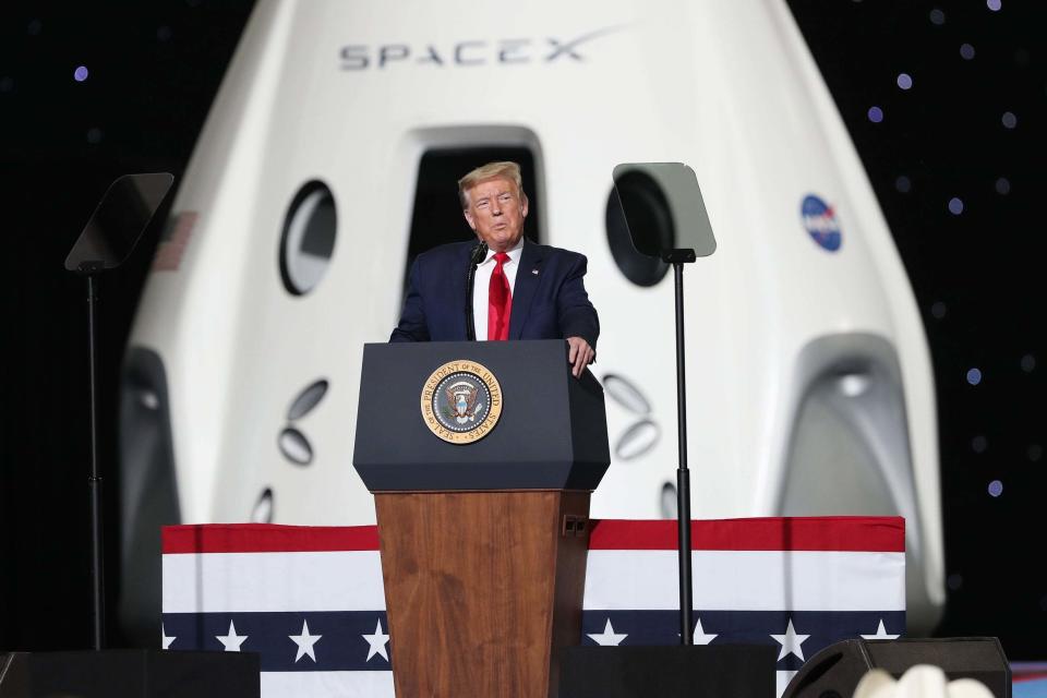 Donald Trump speaks after the successful launch of the SpaceX Falcon 9 rocket (Getty Images)