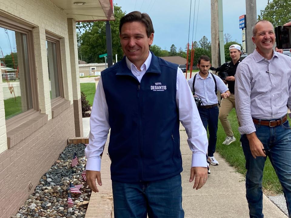 Ron DeSantis while campaigning in Iowa last summer