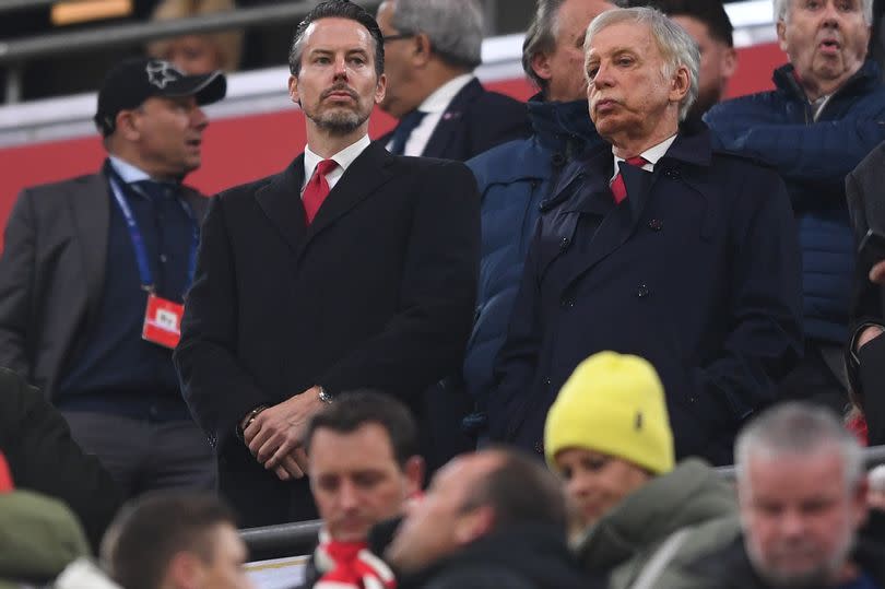 Josh and Stan Kroenke before Bayern Munich vs Arsenal