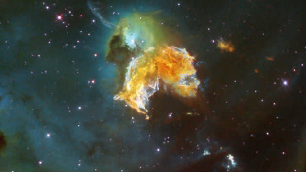 Supernova remnant N 63A shines in a photo captured by the Hubble Space Telescope. (NASA / ESA / HEIC / Hubble Heritage Team / STScI / AURA)