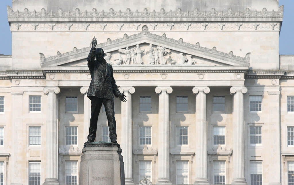 A statue of Sir Edward Carson looks out on the grounds of Stormont Assembly in Belfast (Niall Carson/PA) (PA Archive)