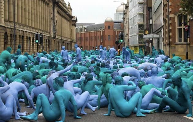 Thousands gathered to appear in Spencer Tunick's nude project. Photo: Instagram