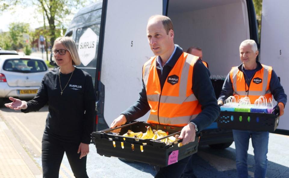 Prince William returned to royal life with an appearance at a food distribution charity Surrey, England on Thursday. POOL/AFP via Getty Images