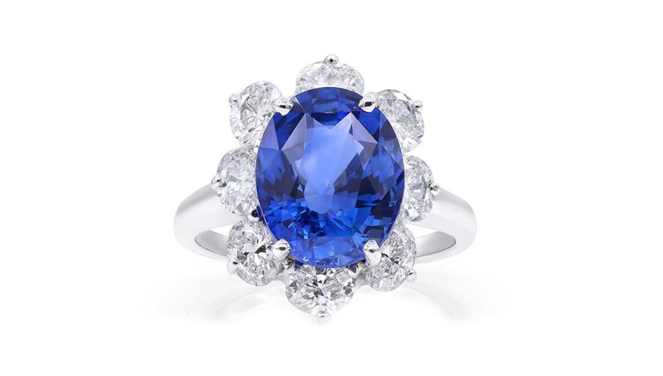 2) Platinum Sapphire Entourage Ring