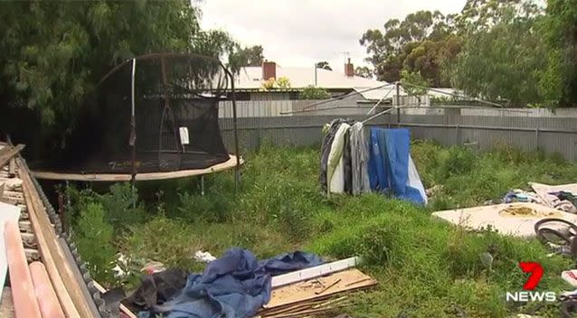 The trashed backyard. Source: 7News