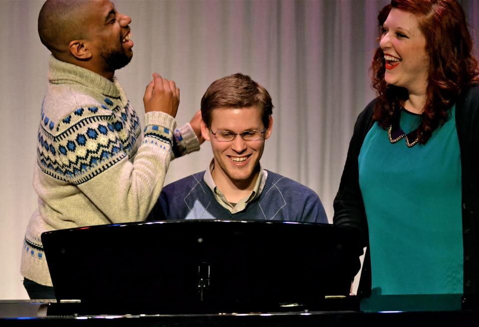 Pictured in this 2015 file photo are, from left, Kristofer Parker (director/producer), Dale Forsythe (music director) and Leah Thomas (producer/performer).