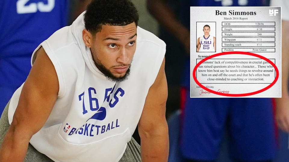 Ben Simmons, pictured here at Philadelphia 76ers training.