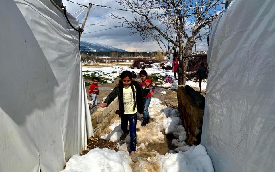 A rare snowstorm blanketed the refugee camp in the Beqqa Valley in February - Abbie Cheeseman