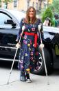 <p>Mariska Hargitay continues to nurse her broken ankle on July 29 on the New York City set of <em>Law & Order: Special Victims Unit.</em></p>