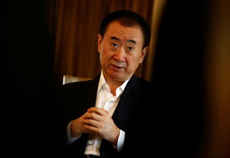 Wang Jianlin, chairman of the Wanda Group, speaks during an interview in Beijing, China, August 23, 2016. Picture taken August 23, 2016. REUTERS/Thomas Peter