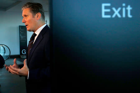 FILE PHOTO: The Labour Party's Shadow Secretary of State for Departing the European Union Kier Starmer speaks to journalists at his party's conference in Liverpool, Britain, September 25, 2018. REUTERS//File Photo