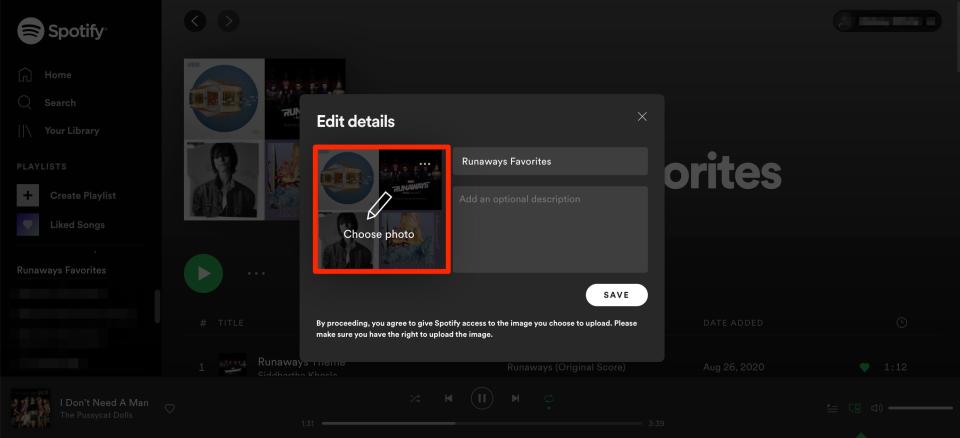 How to change cover playlist on Spotify Android 6