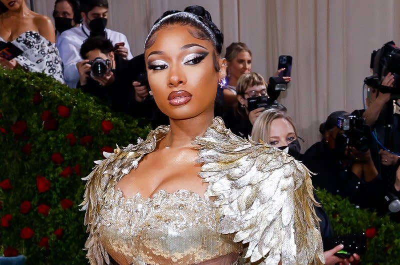 Megan Thee Stallion arrives on the red carpet for The Met Gala at The Metropolitan Museum of Art celebrating the Costume Institute opening of "In America: An Anthology of Fashion" in New York City in 2022. File Photo by John Angelillo/UPI