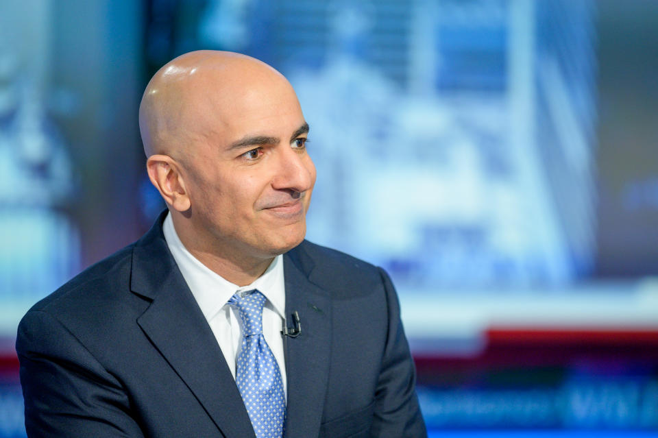 NEW YORK, NEW YORK - OCTOBER 11: Minneapolis Federal Reserve Bank President Neel Kashkari visits 