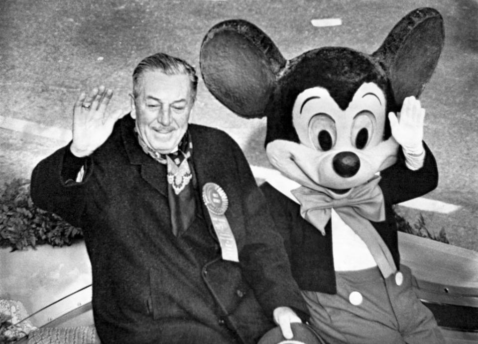 walt disney died at the age of 65 he rode proudly january 1, 1966 as grand marshal of the rose parade with a character he made a household name, mickey mouse photo by bettmann archivegetty images