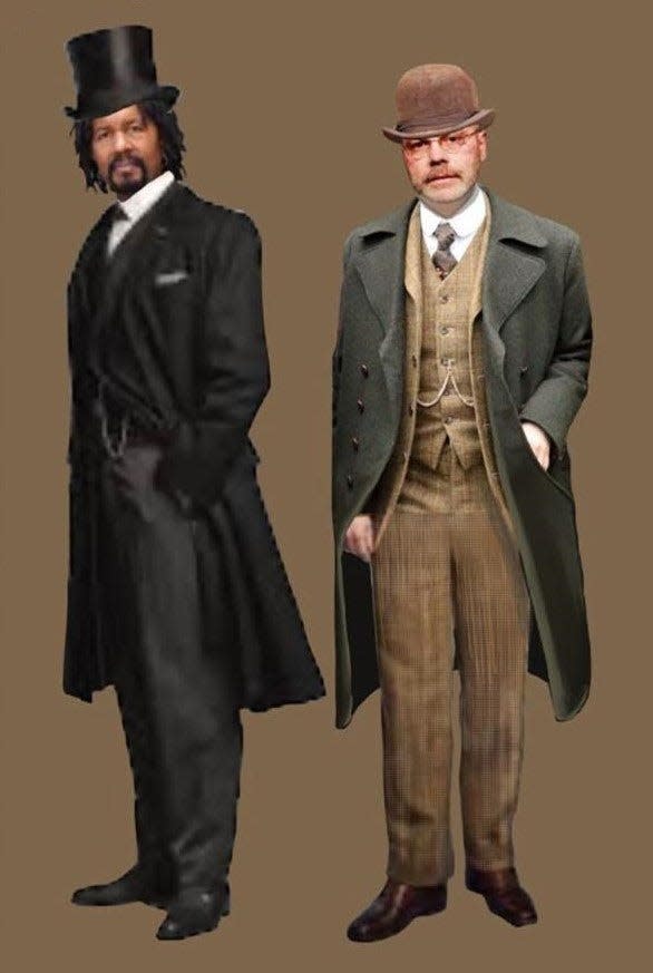 Peninsula Players Theatre costume designer Karin Simonson Kopischke created these renderings of Allen Gilmore and Steve Pickering in costume as Sherlock Holmes and Dr. Watson in Players' fall show, "Ken Ludwig's Baskerville: A Sherlock Holmes Mystery."