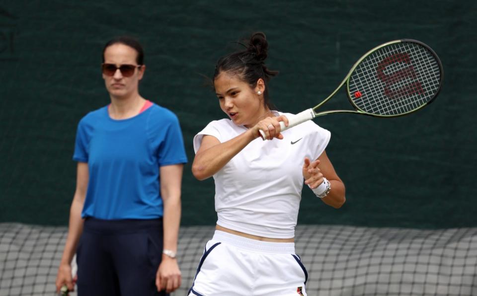 Childhood coach Jane O’Donoghue appears to have been drafted back in to help Raducanu at Wimbledon - GETTY IMAGES