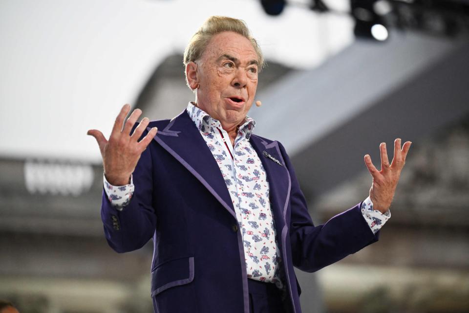 Andrew Lloyd Webber, pictured, revealed in a statement Sunday that his 43-year-old son Nicholas has been hospitalized due to his battle with stomach cancer.