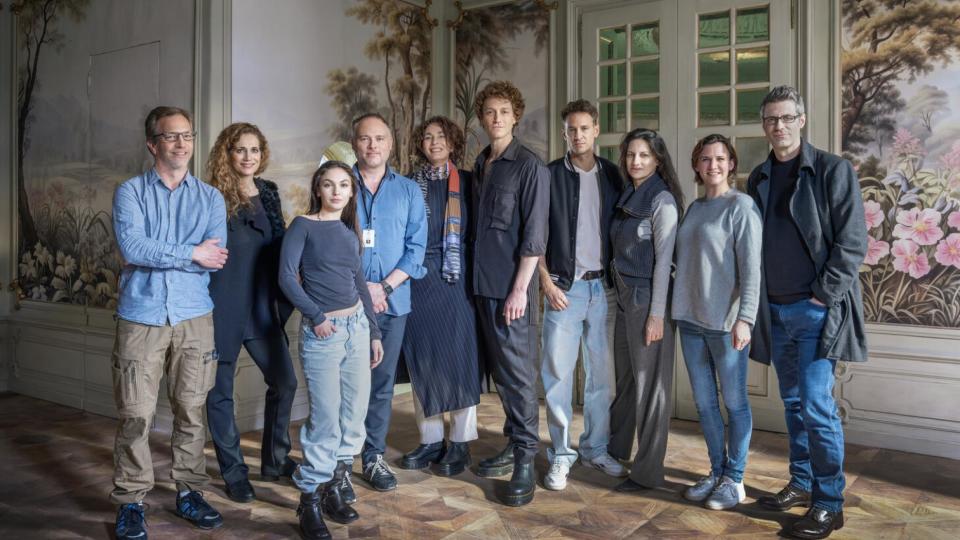 From left, DOP Felix Cramer, Benjamina Mirnik-Voges (Disney), Emma Nova, director Hannu Salonen, creator-producer Bettina Kuhn, Daniel Donskoy, Vladimir Burlakov, Catrin Striebeck, Magdalena Steffenhagen (Disney), and creator and writer Stefan Brunner.