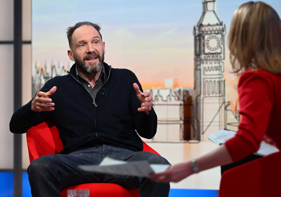 Ralph Fiennes appearing on Sunday with Laura Kuenssberg. (PA)