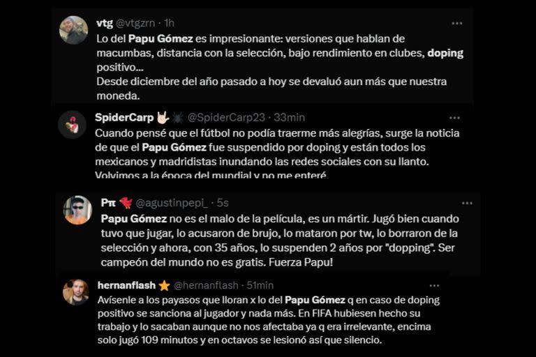 Los mensajes fueron diversos hacia el Papu Gómez (Captura Twitter)