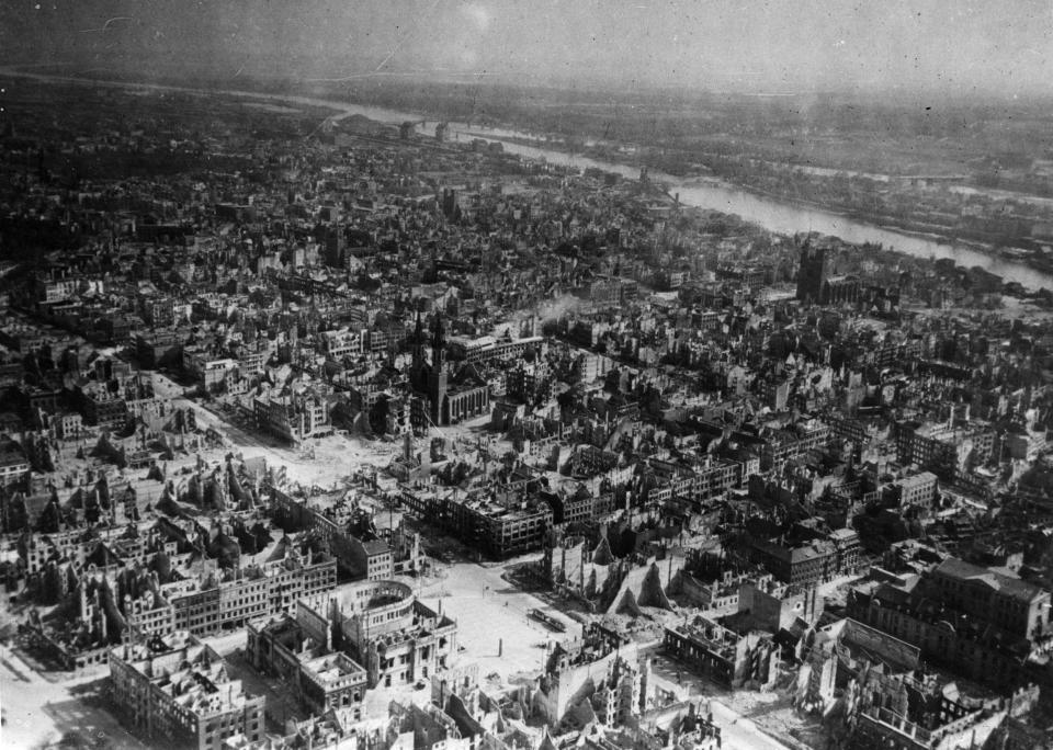 Magdeburg, on the banks of the Elbe, in April 1945 after Allied bombing