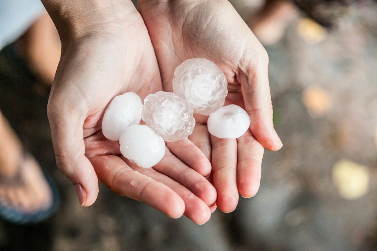 <p>Hail is so strong it breaks through roof of Walmart store</p> (Getty/iStock)